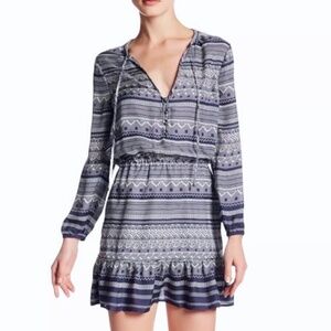 WT Veronica Beard 100% Silk Agathe Prussian Silk V-Neck Dress w/ Neck Tie